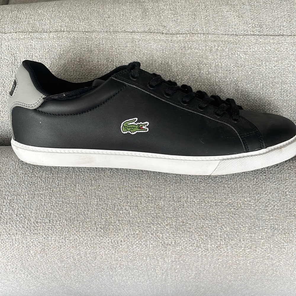 Lacoste Mens Black Leather Shoes, Size 10